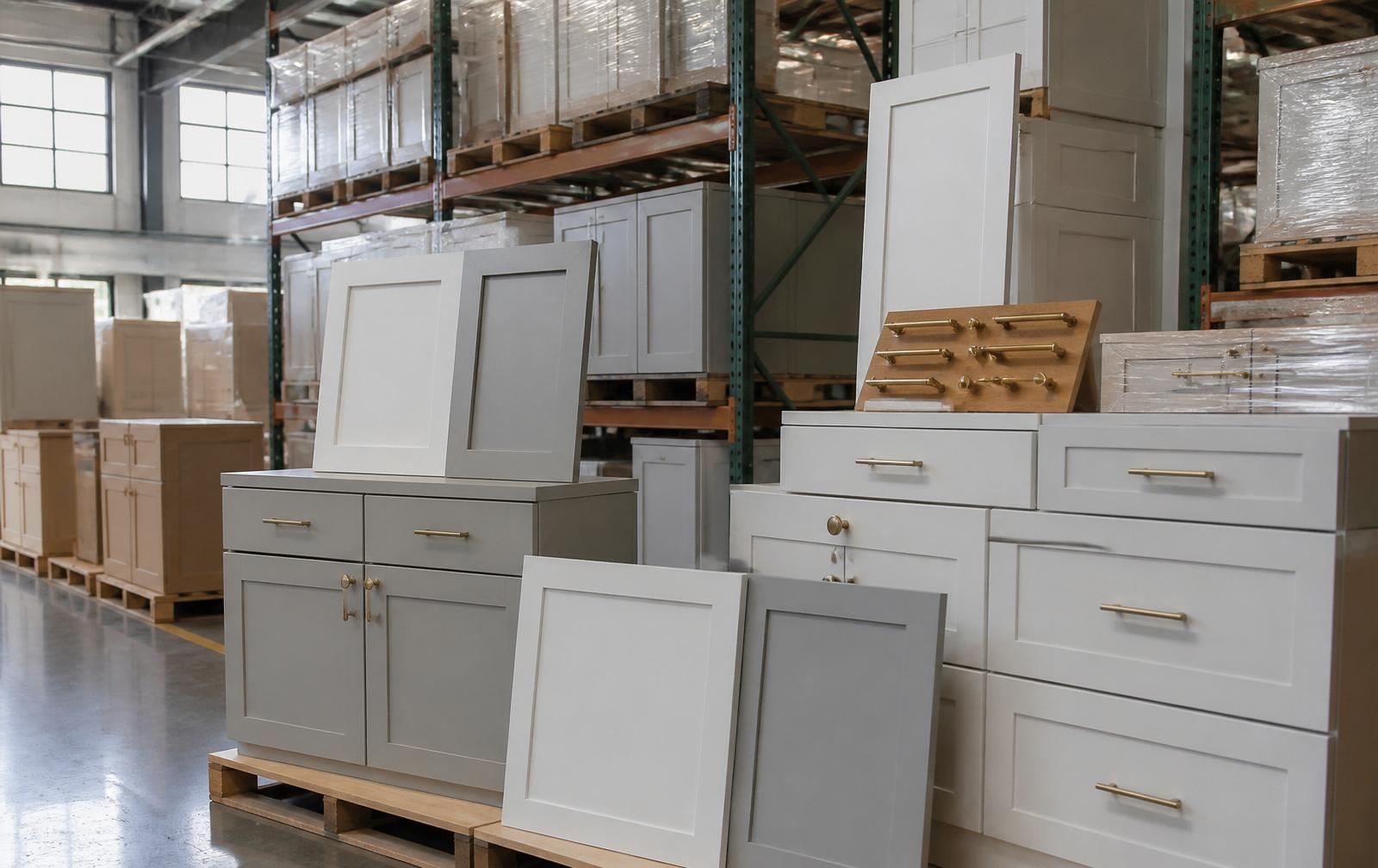Assembled cabinets staged for local Upstate SC pickup and delivery